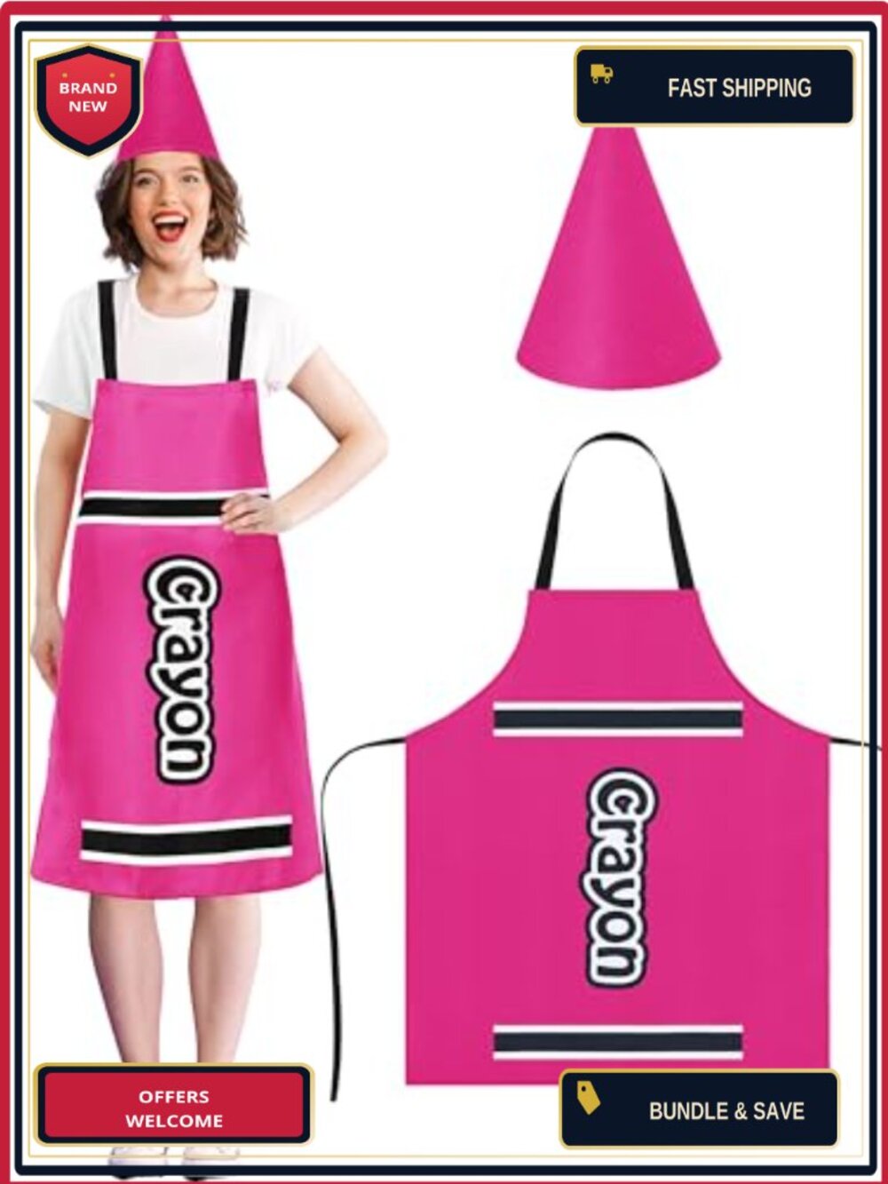 Mepase Crayon Costume Set with Apron & Hat Adult Unisex Accessory